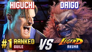 SF6 ▰ HIGUCHI (#1 Ranked Guile) vs DAIGO (Akuma) ▰ High Level Gameplay