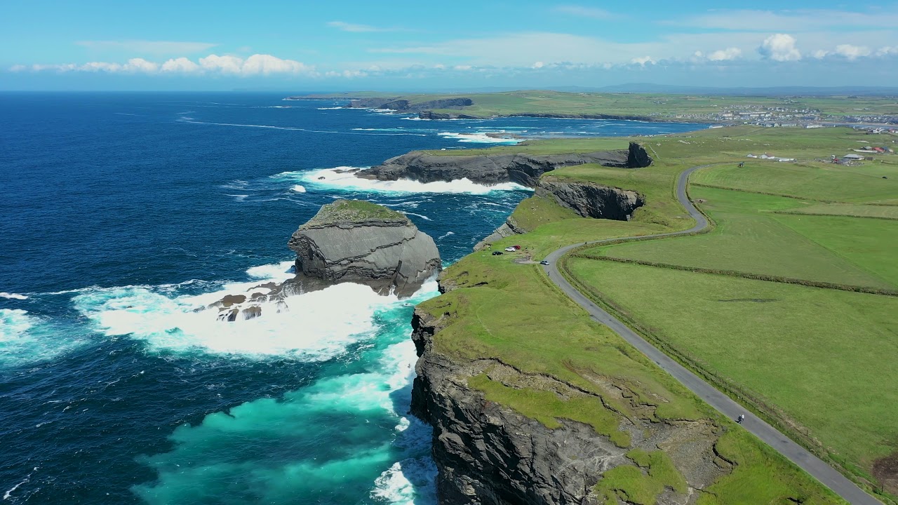 An aerial footage of a landscape in ireland