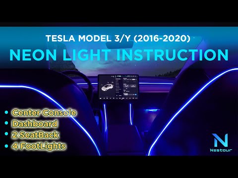 Nestour 2016-2020 Tesla Model 3 Y Interior Neon Lights (Console+Dashboard+2 Seat Back+4 Foot Lights)