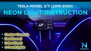 Nestour 20162020 Tesla Model 3 Y Interior Neon Lights (Console+Dashboard+2 Seat Back+4 Foot Lights)