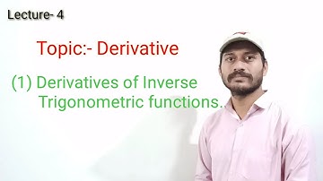 12th Maths Derivative Lecture-4 (Derivative of Inverse Trigonometry) by Integrate Classes Latur.