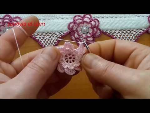 154 Tasarım tığ oyası havlu kenarı yapımı/crochet flower