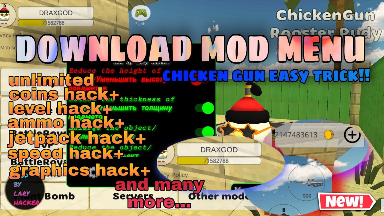Mod Menu on chicken gun 2.8.05 by Lary Hacker 