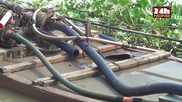 BẮT 2 PHƯƠNG TIỆN KHAI THÁC CÁT TRÁI PHÉP TRÊN SÔNG TIỀN