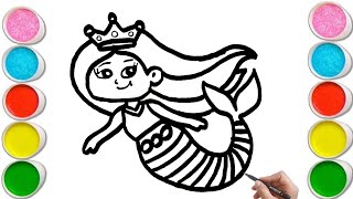 Mermaid Drawing, Colouring and Painting for Toddlers, Kid's | How to Draw Mermaid | Let's Draw