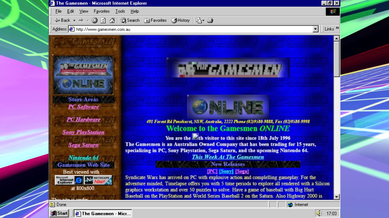 The Gamesmen's Website... in 1996!