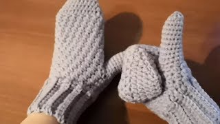 Варежки крючком, подробное видео для начинающих. Crochet mittens.