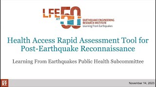 Health Access Rapid Assessment Tool for Post-Earthquake Reconnaissance
