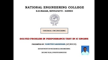 SOLVED PROBLEM -1 IN PERFORMANCE TEST in IC ENGINE