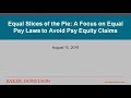 Equal Slices of the Pie: A Focus on Equal Pay Laws to Avoid Pay Equity Claims