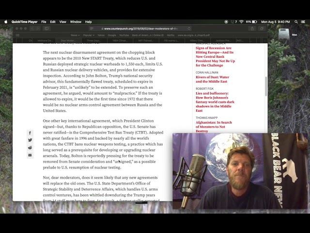 BLACK BEAR NEWS 8.6.19 How About Raising the Issue of How to Avert Nuclear War? BLACK BEAR NEWS 8.6.19 How About Raising the Issue of How to Avert Nuclear War?