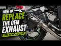 How To Install an M4 Kawasaki ZX-6R 09-26 Full Exhaust System | SportbikeTrackGear.com Project Bike YouTube Video