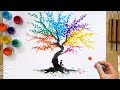 Les cotonstiges colors de coton darbre abstrait technique de peinture art cratif facile