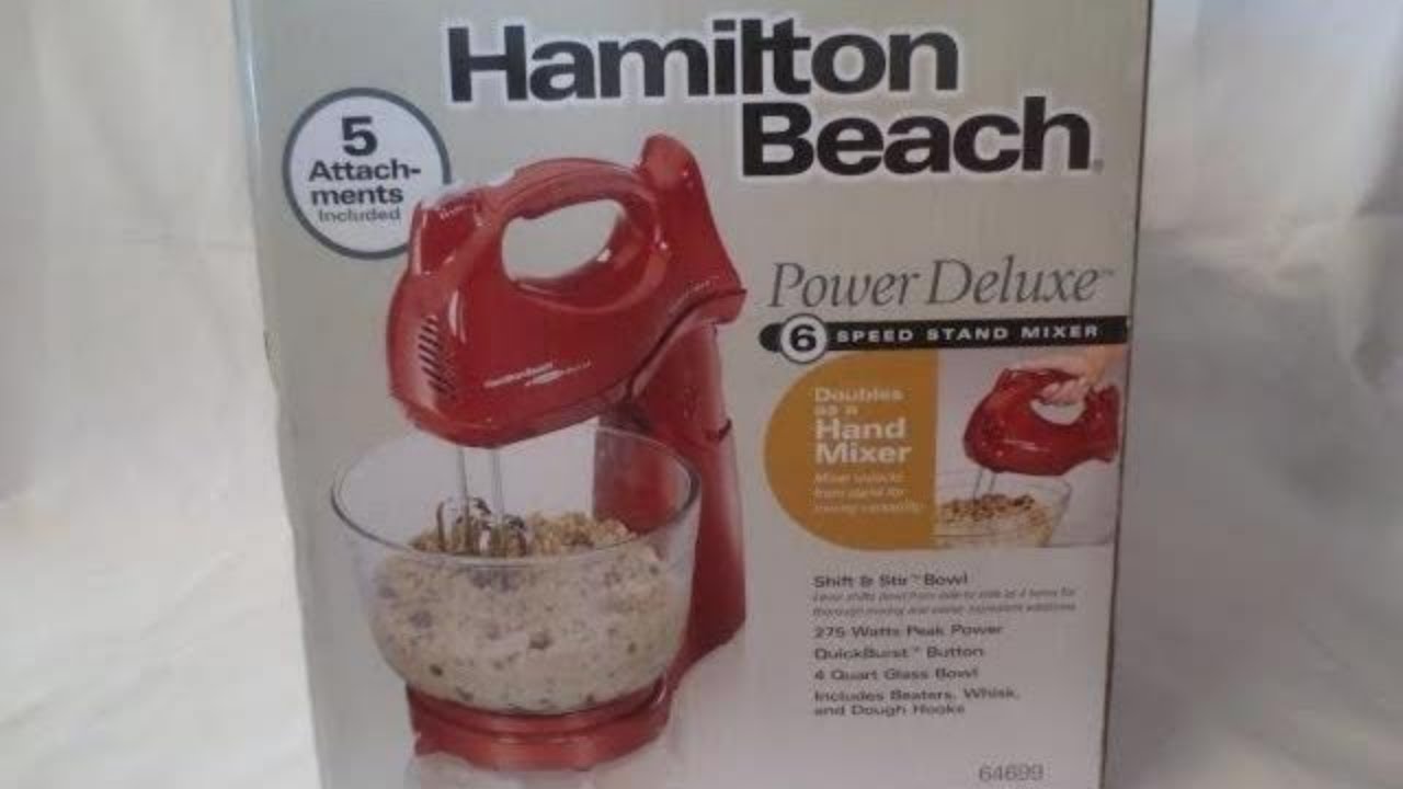 Hamilton Beach Power Deluxe 6 Speed Stand Mixer, 6 Speeds, White, 64695N 