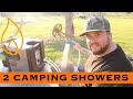 PORTABLE CAMPING SHOWERS ! COMPANION AQUA CUBE LOGIC & OZ TRAIL SHOWER BUCKET REVIEW.