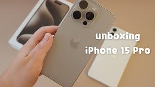 iPhone 15 pro [natural titanium] // unboxing, set up, accessories, camera comparison 11 & 15 Pro 📱