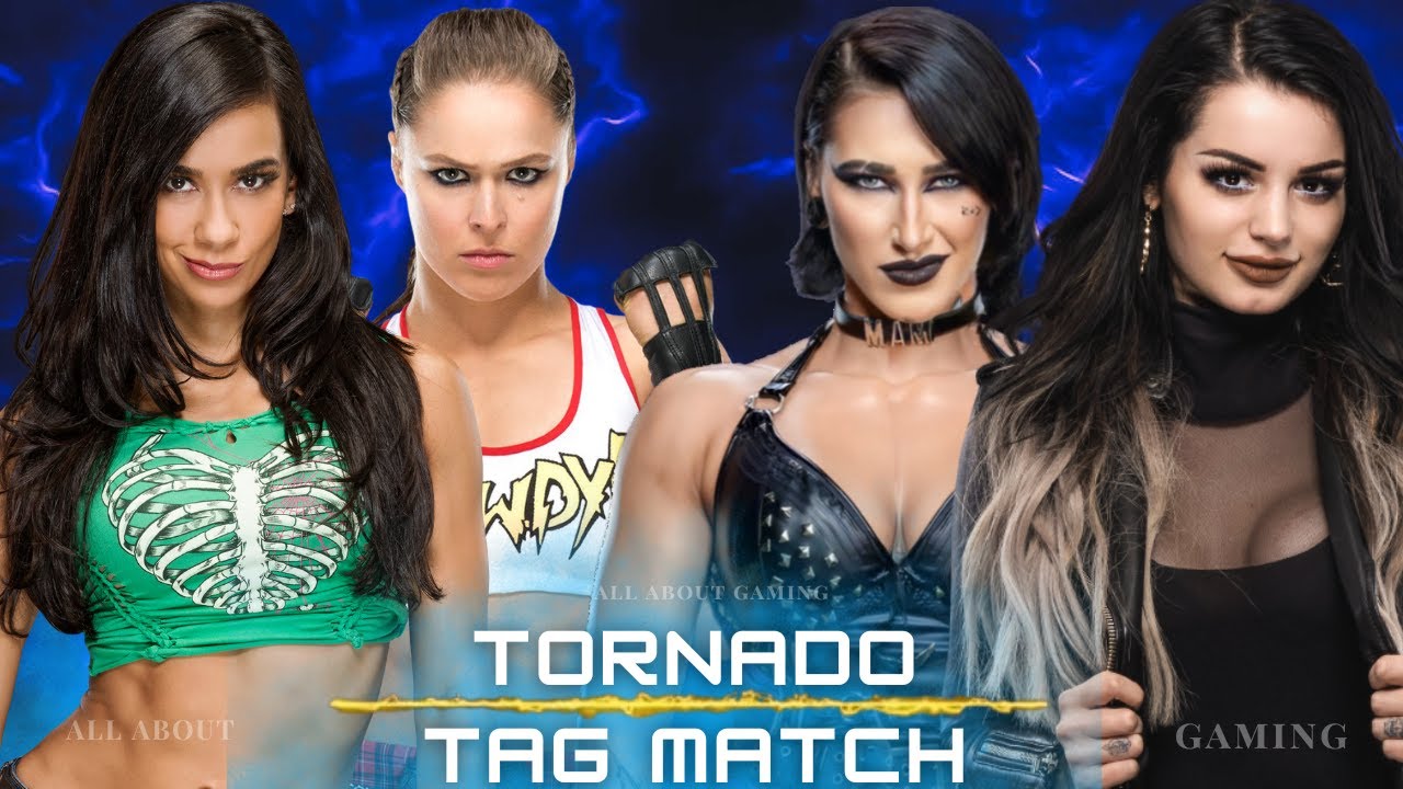 WWE 2K24 - Tornado Tag Match - AJ Lee + Ronda Rousey VS Paige + Rhea ...