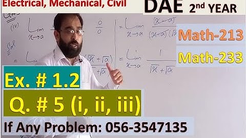 Lec. 12 | DAE 2nd Year Math | Exercise 1.2 | Q.No. 5 | 1 2 3 | Functions and Limits| Math 213  233 |