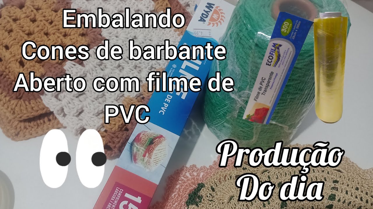 Produção do dia e embalando cones abertos com filme de PVC @gizaartsemcroche 