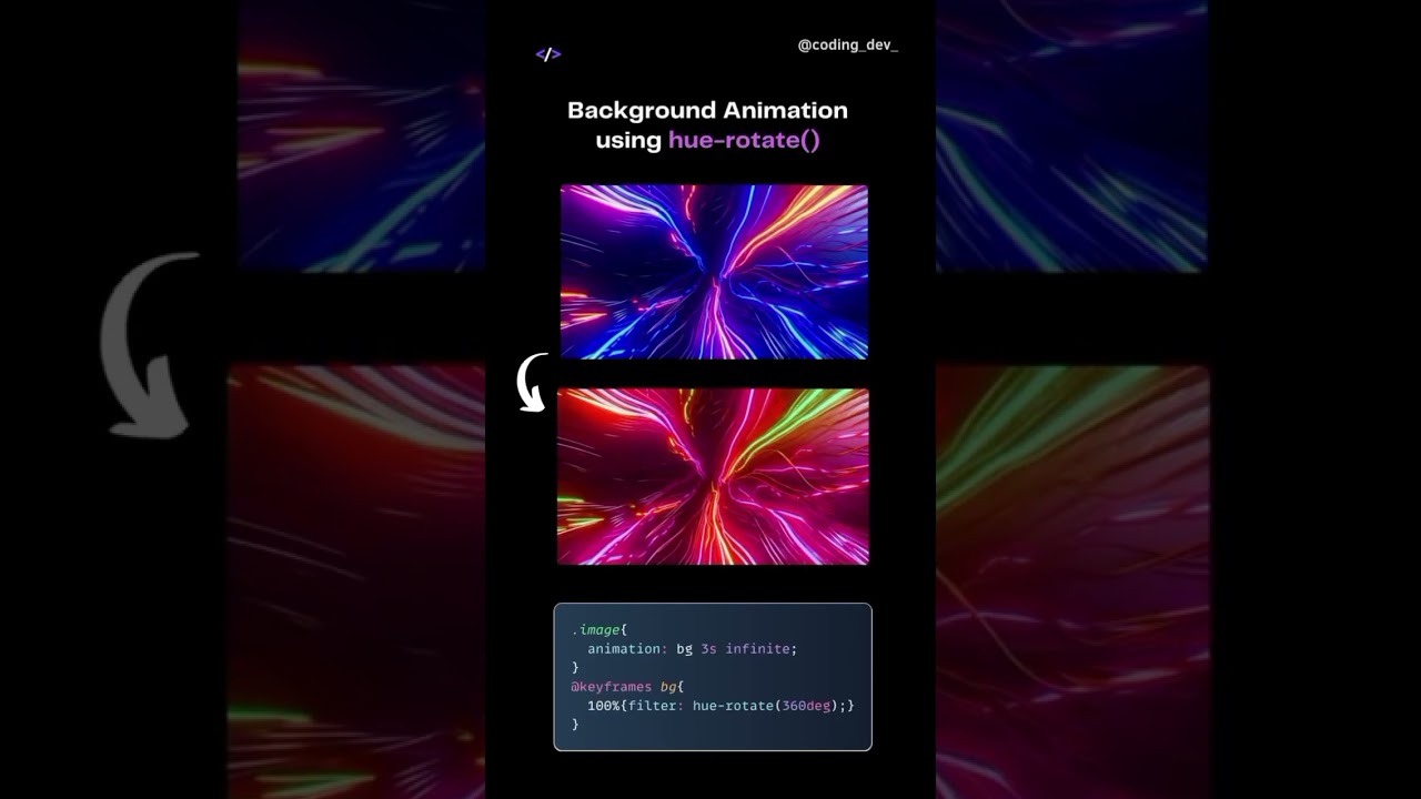 CSS Animation with Hue Rotate 🤩🤩🤩 #webdevelopment #cssanimation #shorts