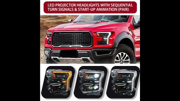 LED Projector Headlights with Sequential Turn Signals & Start-up Animation (Pair)