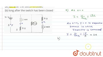 Find current through the battery (a) just after the switch is closed (b) long after the switch h...