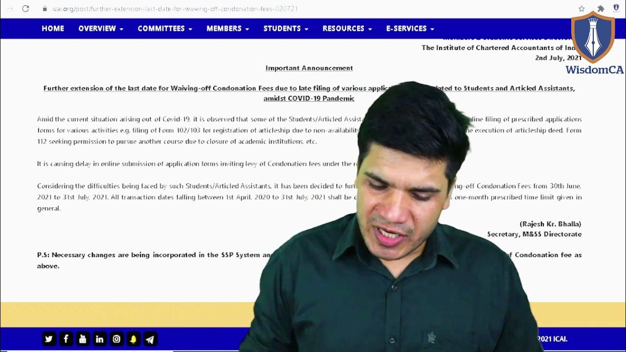 ICAI Announcement 02 07 2021 Further Extension Of The Last Date For icai-announcement-02-07-2021-further-extension-of-the-last-date-for