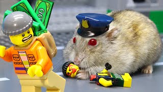 Hamster Police Catch Lego Robbery Bank Truck Transporter (Lego Stop Motion)