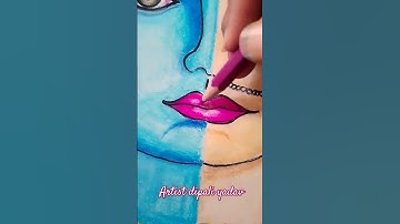 Radha Krishna half face drawing 🌸||part 2 ||#shorts