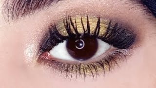 أسهل مكياج سموكي أسود و أصفر بدون آيلاينر بخطوات سهلة للمبتدئات /Easy Smokey Black And Yellow Look