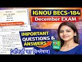 IGNOU BECS-184 December Exam | Important Questions with Answers | Real Question Paper | BECS 184