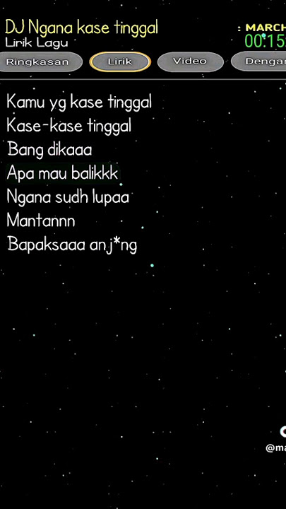 Lirik lagu DJ ngana kase tinggal 