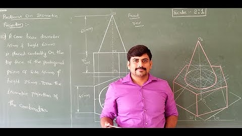 68 - Isometric projection of cone resting on pentagonal prism - Module 5 - Graphics by GURUDATT.H.M.