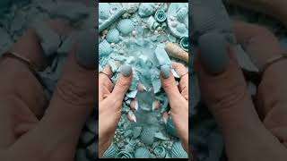 ASMR Seashell Soap Crushing 🐚 Pale Aqua Crumble #asmr #soapcrushing #satisfying