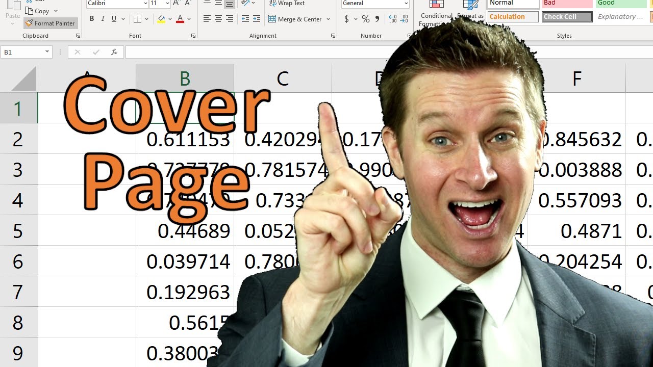 How To Create A Cover Page For Your Excel Spreadsheet Youtube