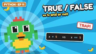 Python Booleans: True, False, ==, !=, and, or, not 🦜 | Learn Python, Ep. 11