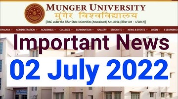 Munger University PG New Admission 2022 Session 2022-24/ BCA Exam Form/Part-1 Admission/ B.ed Result
