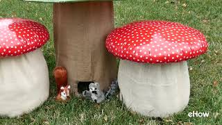 Create a charming woodland nook for kids in your garden with these adorable mushroom stools! Make the matching tree table, too! 