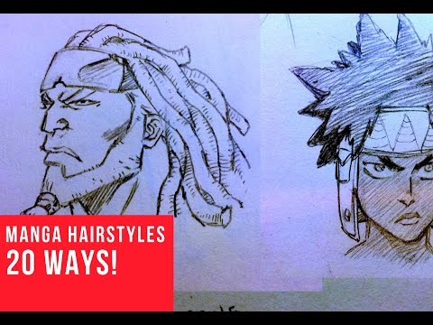 20 Ways Drawing Manga | Comic Hairstyles - YouTube