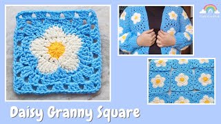 Crochet Daisy Flower Granny Square || Step-by-Step Tutorial for Beginners 🌼