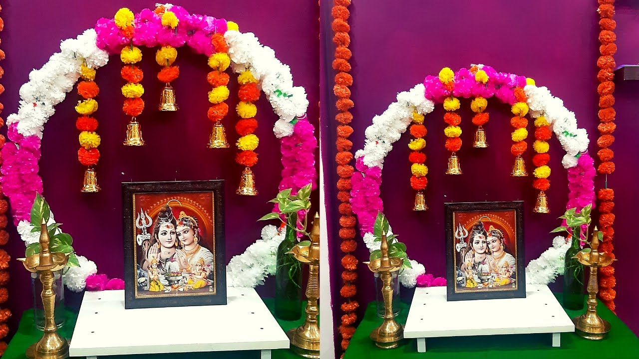 Quick &Easy Pooja Decoration at Home | Navarathri Pooja Decoration