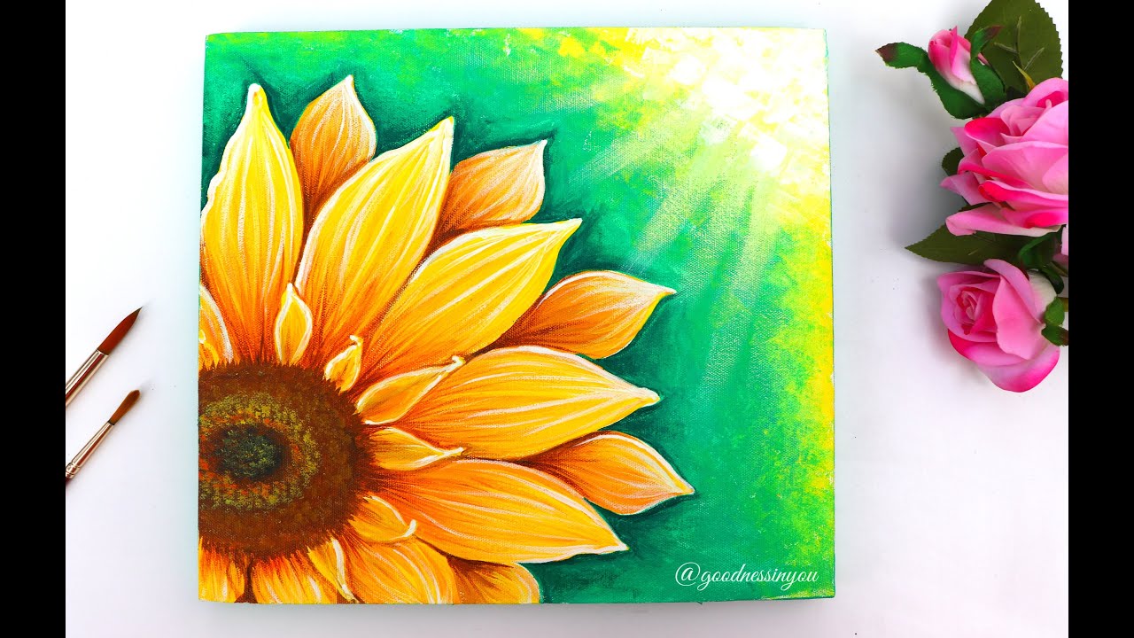 Easy Sunflower Painting For Beginners Using Acrylic Colours Youtube