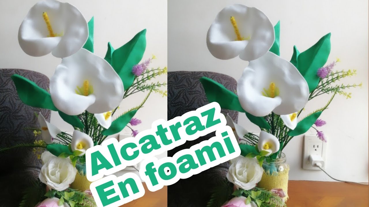 Como hacer flores de alcatraz en foami/manualidades de fomi