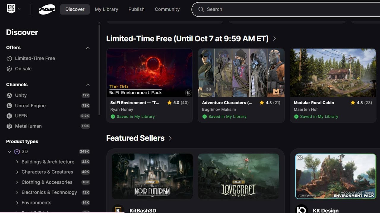 Unreal Engine 5 tutorial: How to use Fab Market 2025 Sep free asset. 虚幻 ...