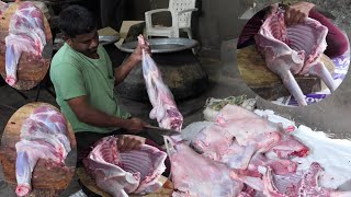 Goat Meat Cutting Skills Amazing Goat Cutting By Expert Butcher Masood Cutting Chethan Foodies