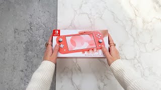 Coral Nintendo Switch Lite Unboxing - ASMR