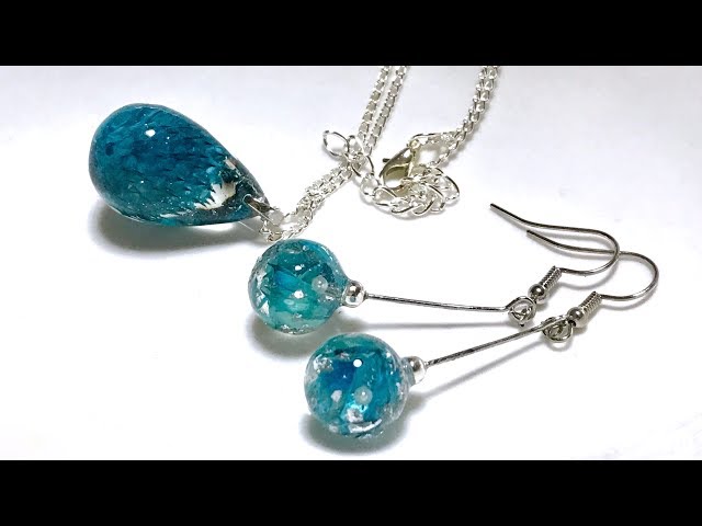 【UVレジン　100均】千日紅のネックレス&ピアスを作ってみました！Globe amaranth necklace & earrings