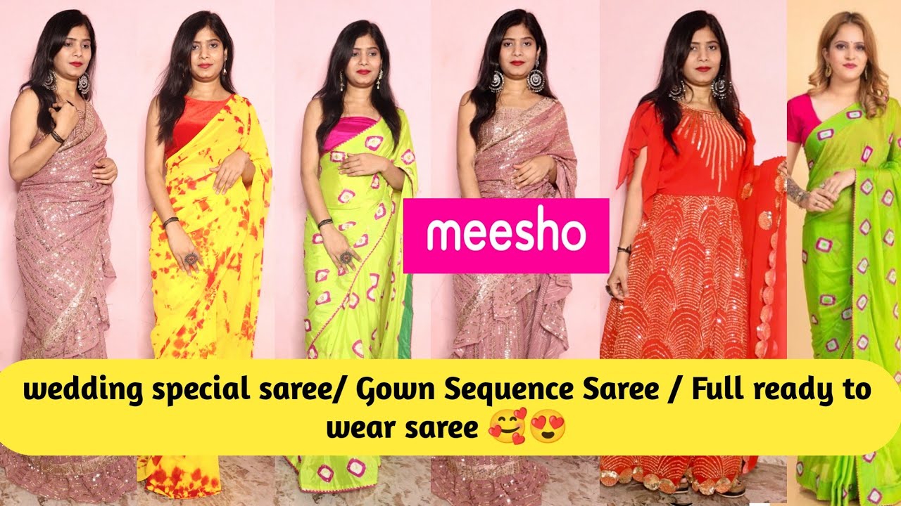 Meesho Party Wear Saree /gown Haul 2022 / Sequence saree haul