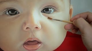 Speed Oil Painting of baby face by Janusz Migasiuk