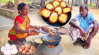 EGG DEVIL full preparation by santali tribe couple || rural village recipe